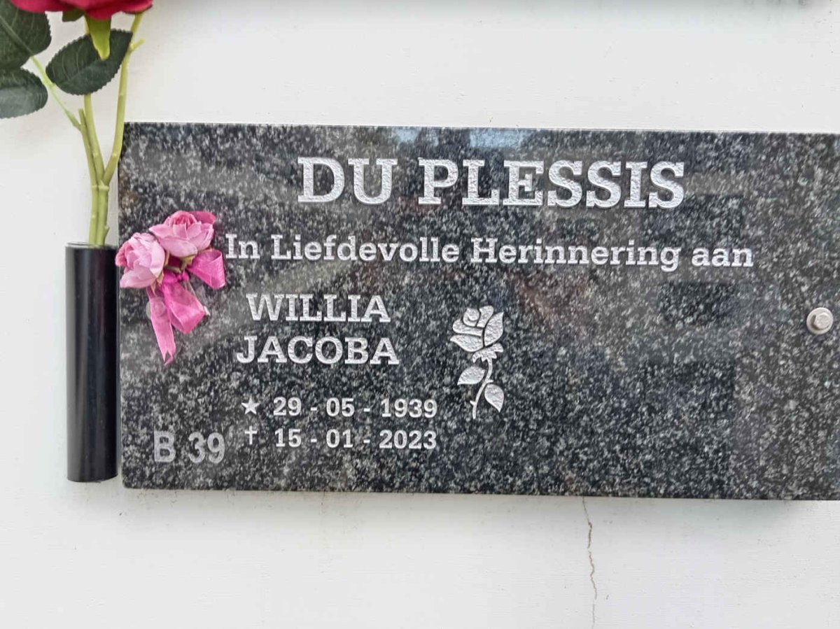 PLESSIS Willia Jacoba, du 1939-2023