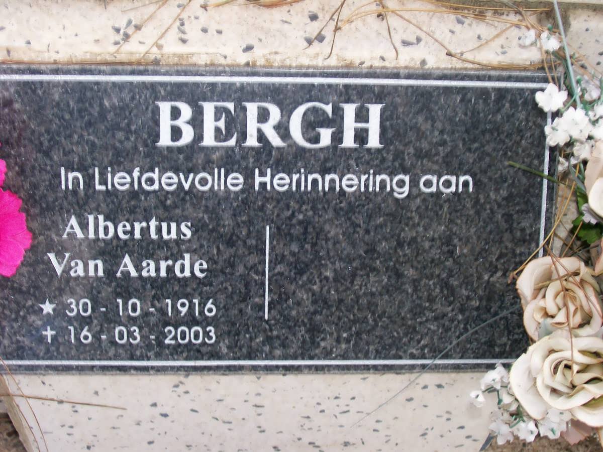 BERGH Albertus van Aarde 1916-2003