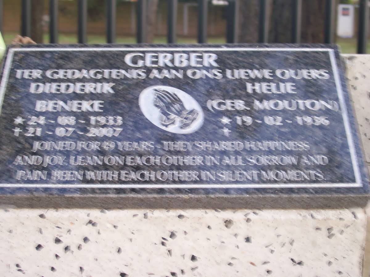GERBER Diederik Beneke 1933-2007 &amp; Helie MOUTON 1936-
