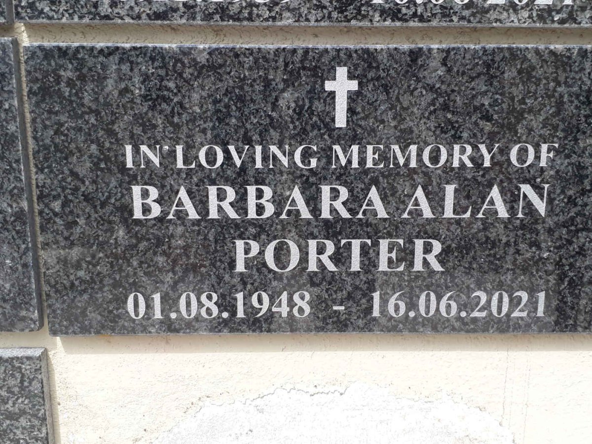 PORTER Barbara Alan 1948-2021