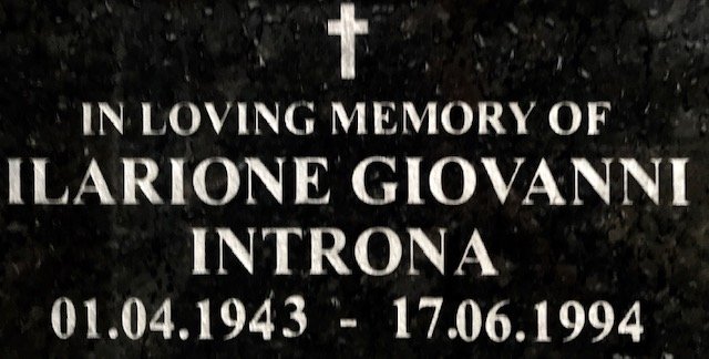 INTRONA Ilarione Giovanni 1943-1994