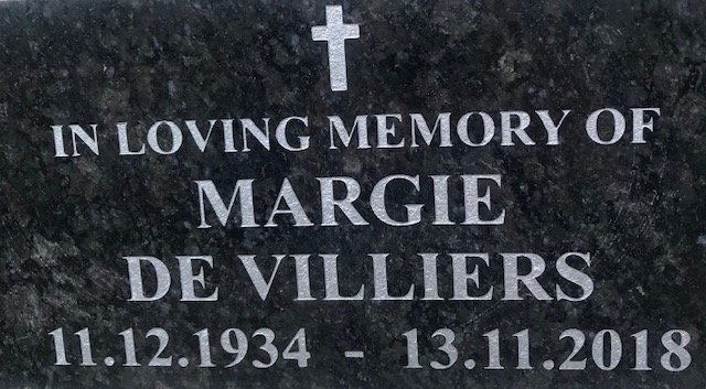 VILLIERS Margie, de 1934-2018