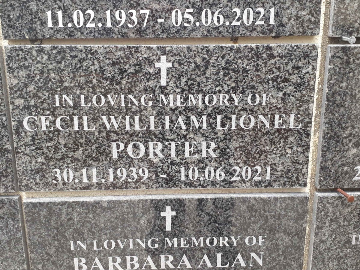 PORTER Cecil William Lionel 1939-2021