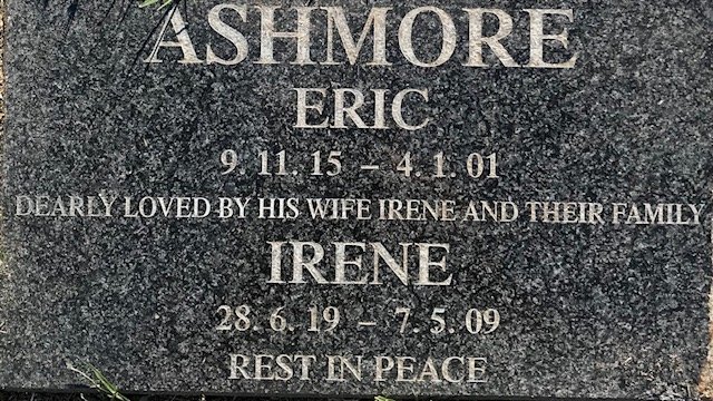 ASHMORE Eric 1915-2001 &amp; Irene 1919-2009