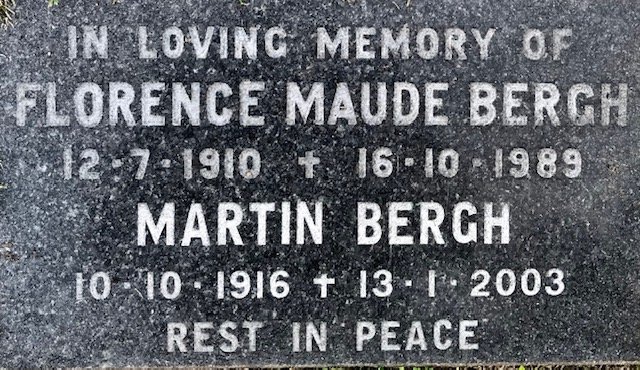 BERGH Martin 1916-2003 &amp; Florence Maude 1910-1989