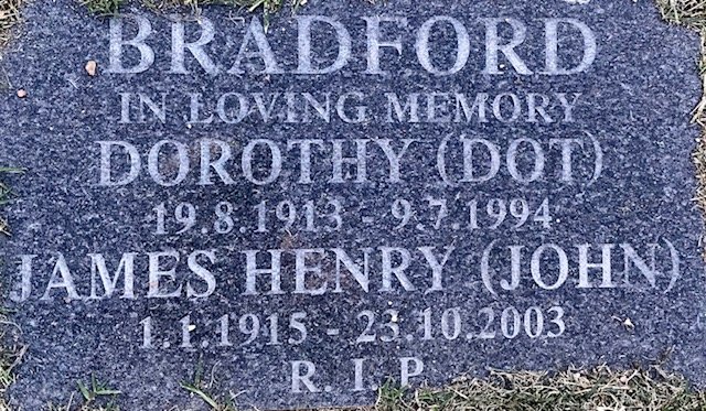 BRADFORD James Henry 1915-2003 &amp; Dorothy 1913-1994