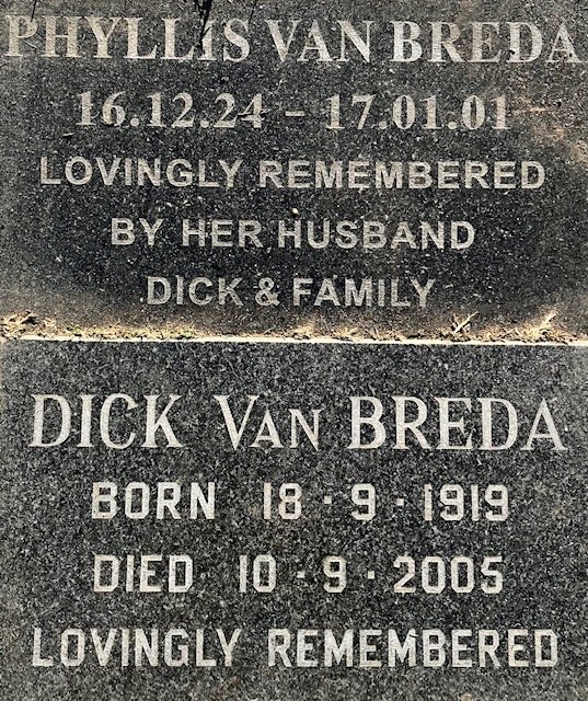 BREDA Dick, van 1919-2005 &amp; Phyllis 1924-2001