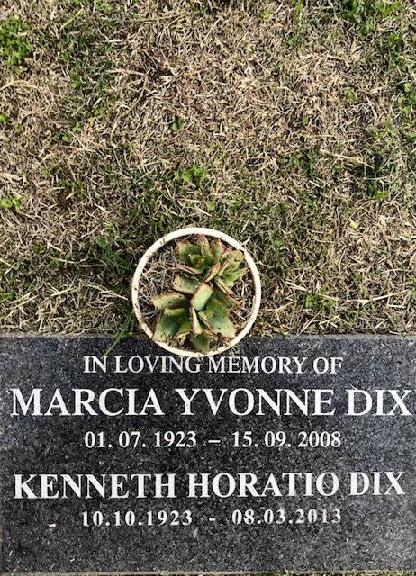 DIX Kenneth Horatio 1923-2013 &amp; Marcia Yvonne 1923-2008