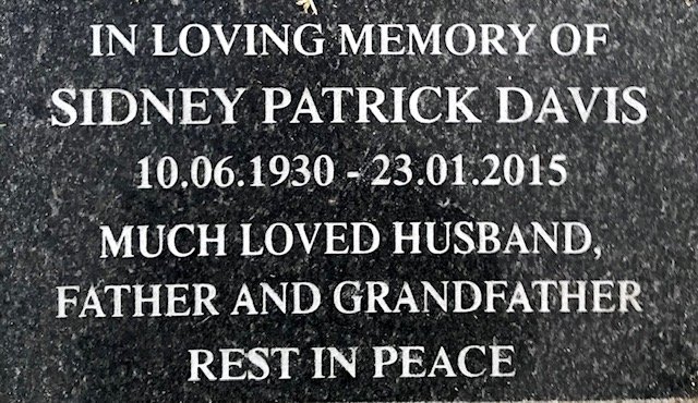 DAVIS Sidney Patrick 1930-2015