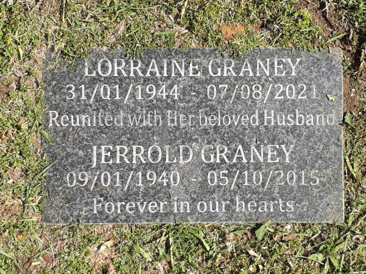 GRANEY Jerrold 1940-2015 &amp; Lorraine 1944-2021