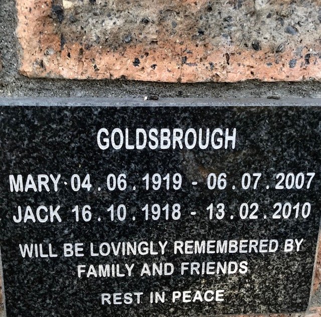 GOLDSBROUGH Jack 1918-2010 &amp; Mary 1919-2007