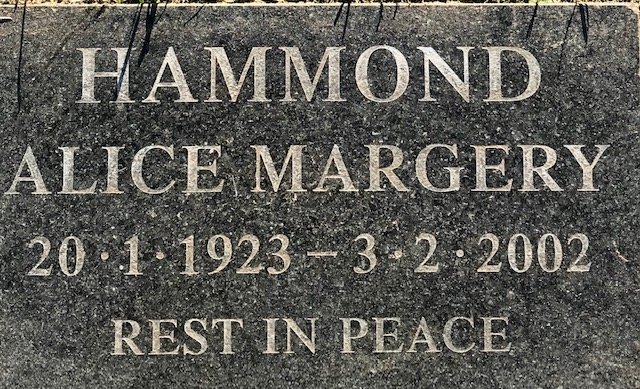 HAMMOND Alice Margery 1923-2002