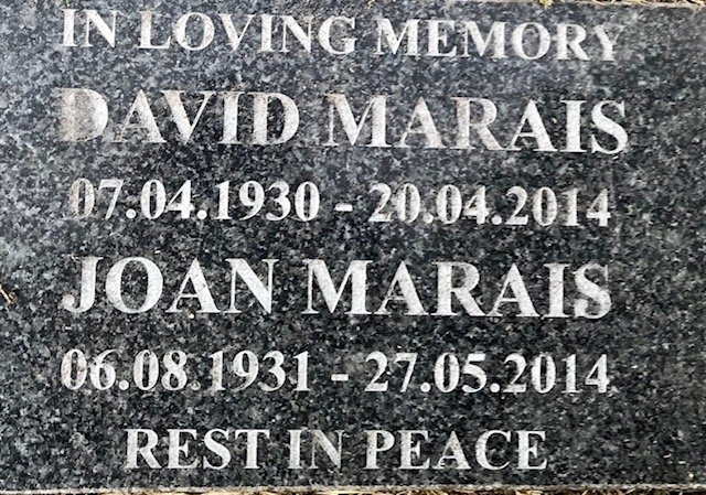 MARAIS David 1930-2014 &amp; Joan 1931-2014