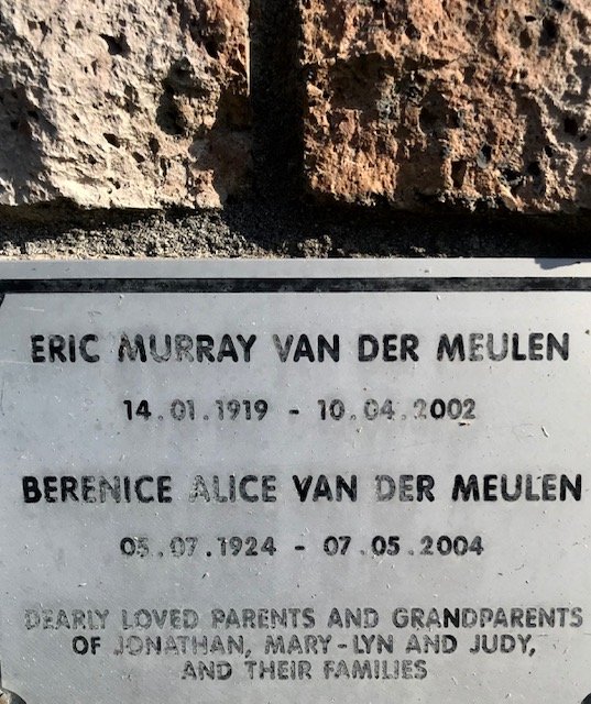 MEULEN Eric Murray, van der 1919-2002 &amp; Berenice Alice 1924-2004