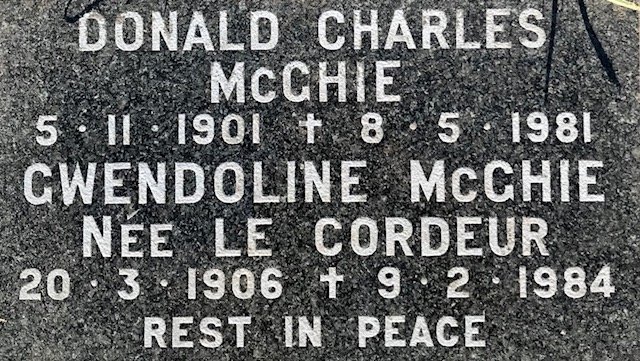McGHIE Donald Charles 1901-1981 &amp; Gwendoline LE CORDEUR 1906-1984