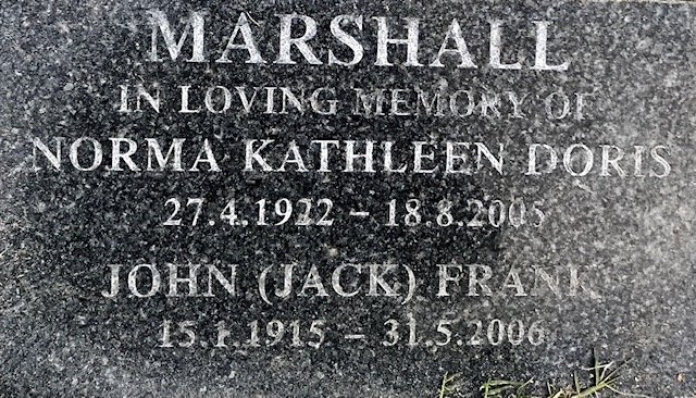 MARSHALL John Frank 1915-2006 &amp; Norma Kathleen Doris 1922-2005