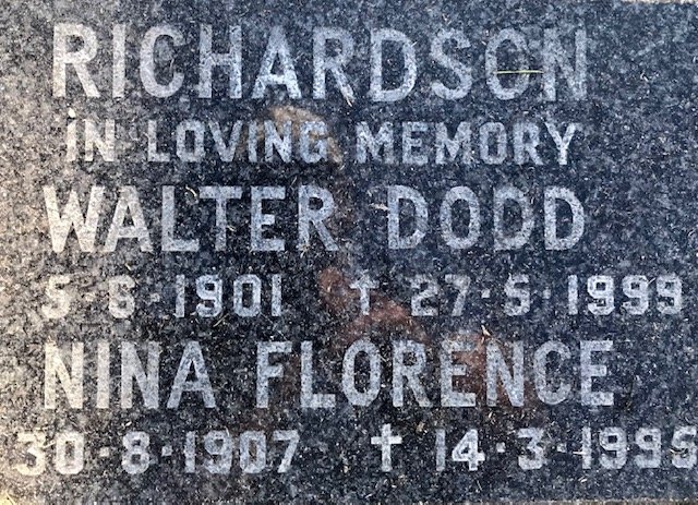 RICHARDSON Walter Dodd 1901-1999 &amp; Nina Florence 1907-1995