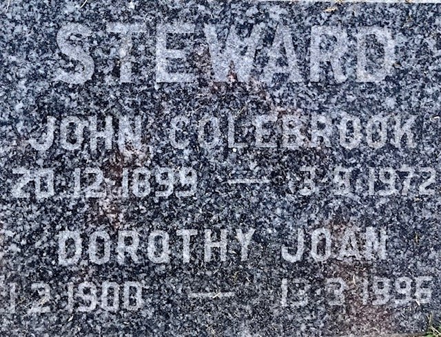 STEWARD John Colebrook 1899-1972 &amp; Dorothy Joan 1900-1996