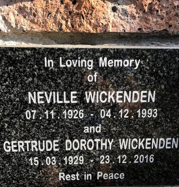 WICKENDEN Neville 1926-1993 &amp; Gertrude Dorothy 1929-2016
