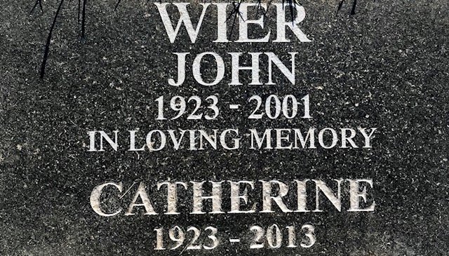 WIER John 1923-2001 &amp; Catherine 1923-2013
