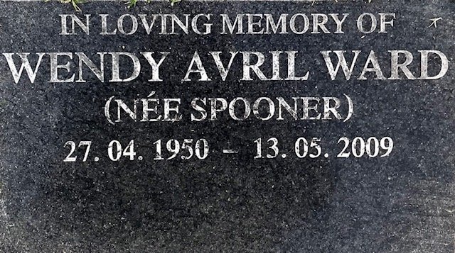 WARD Wendy Avril nee SPOONER 1950-2009