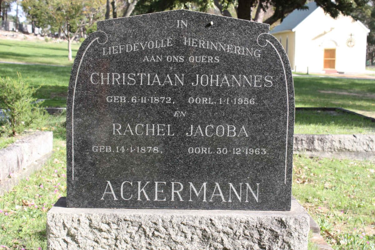 ACKERMANN Christiaan Johannes 1872-1956 &amp; Rachel Jacoba 1878-1963