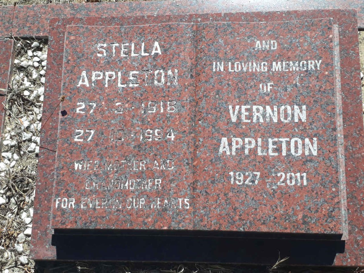 APPLETON Stella 1918-1994 &amp; Vernon 1927-2011
