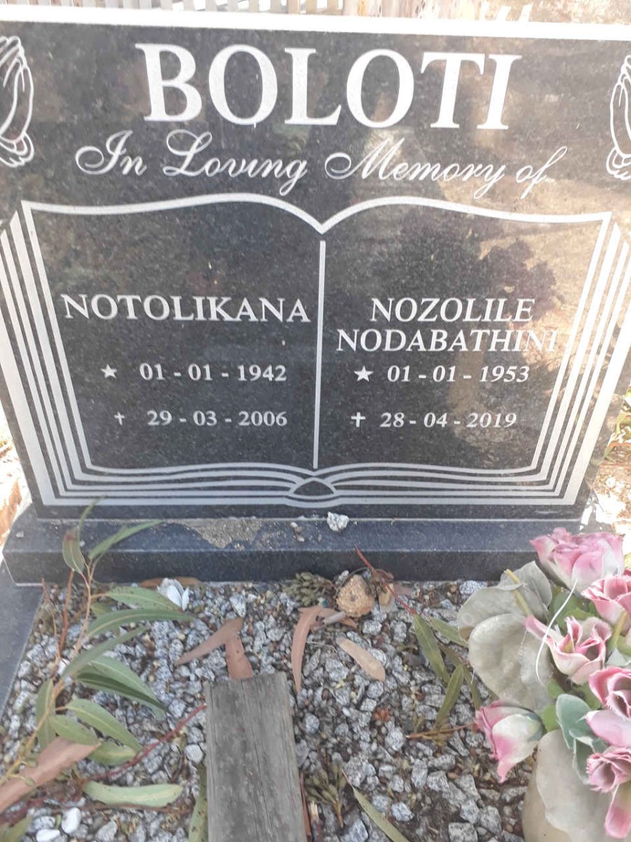BOLOTI Notolikana 1942-2006 &amp; Nozolile Nodabathini 1953-2019