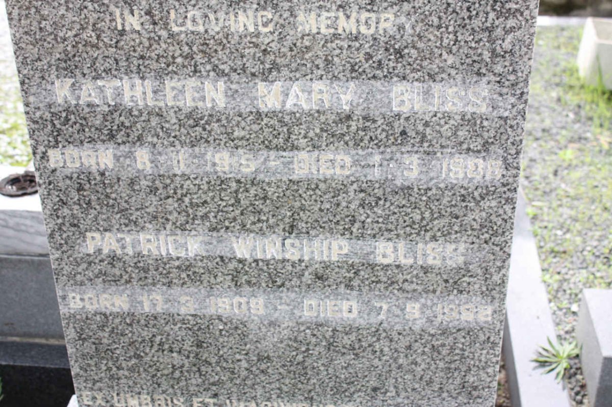 BLISS Patrick Winship 1909-195? &amp; Kathleen Mary 1915-1985