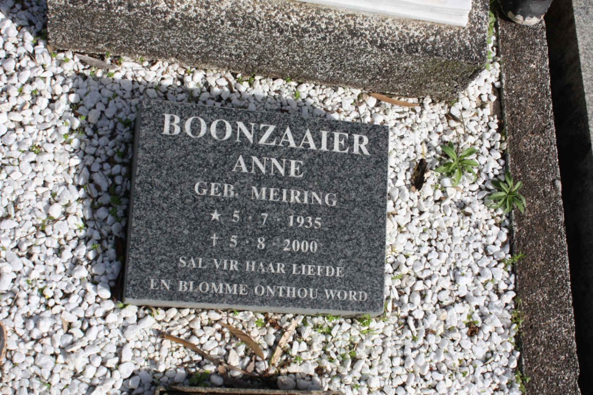 BOONZAAIER Anne nee MEIRING 1935-2000