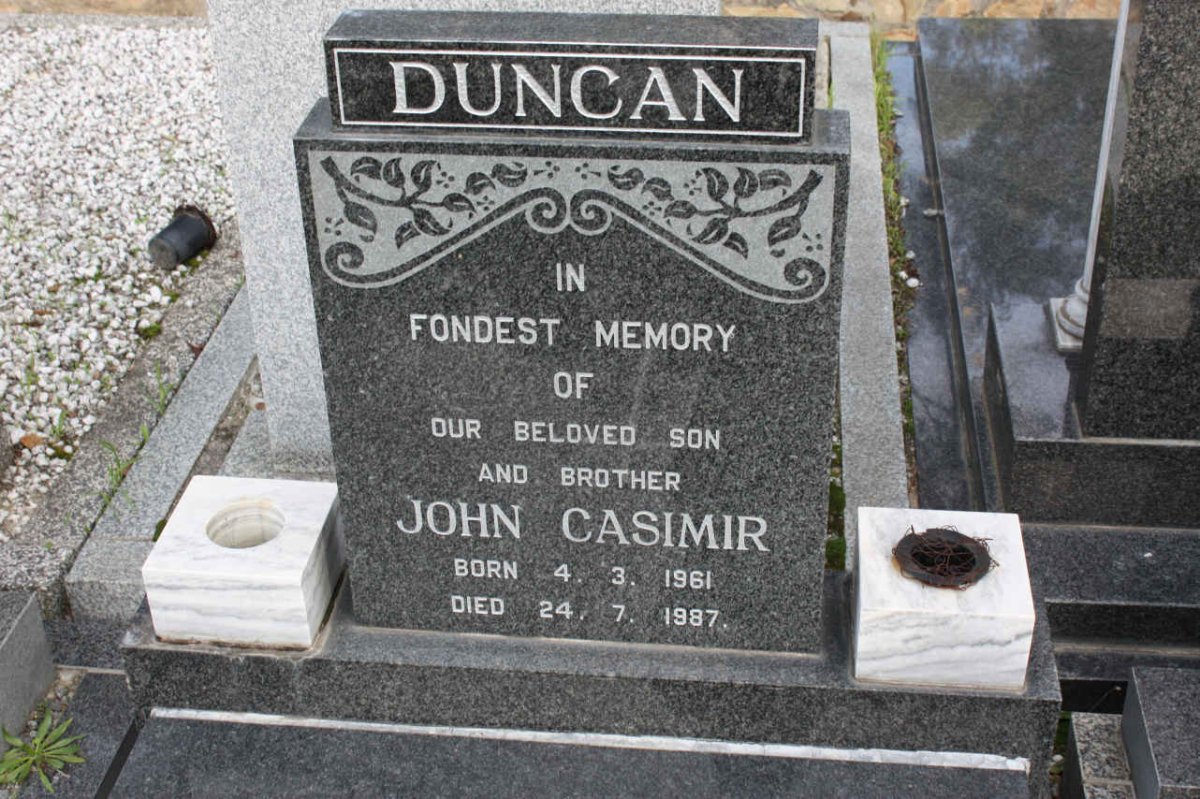 DUNCAN John Casimir 1961-1987