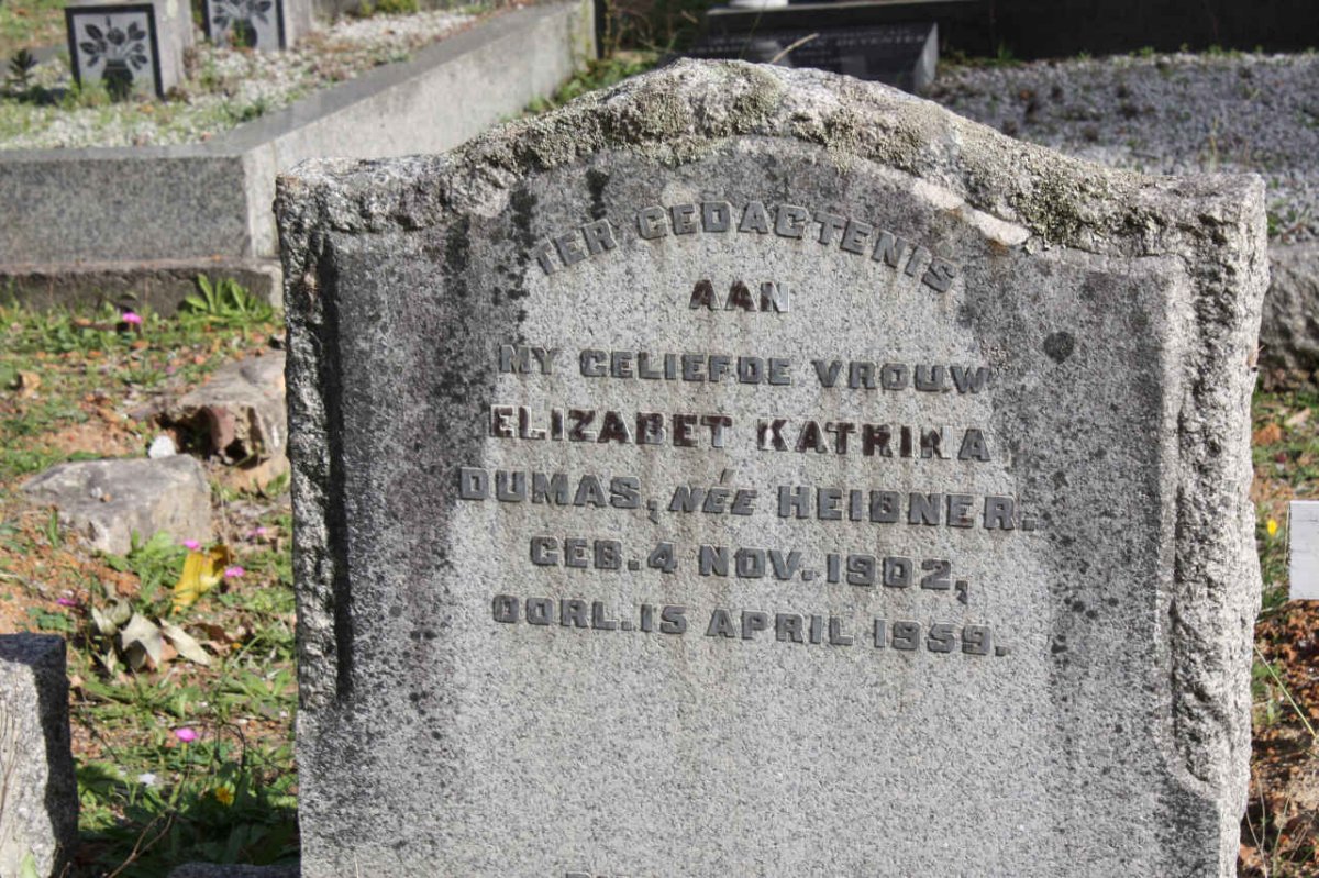 DUMAS Elizabet Katrina nee HEIBNER 1902-1959