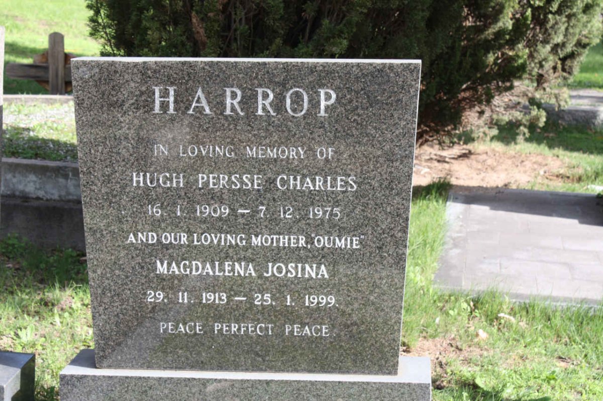 HARROP Hugh Persse Charles 1909-1975 &amp; Magdalena Josina 1913-1999