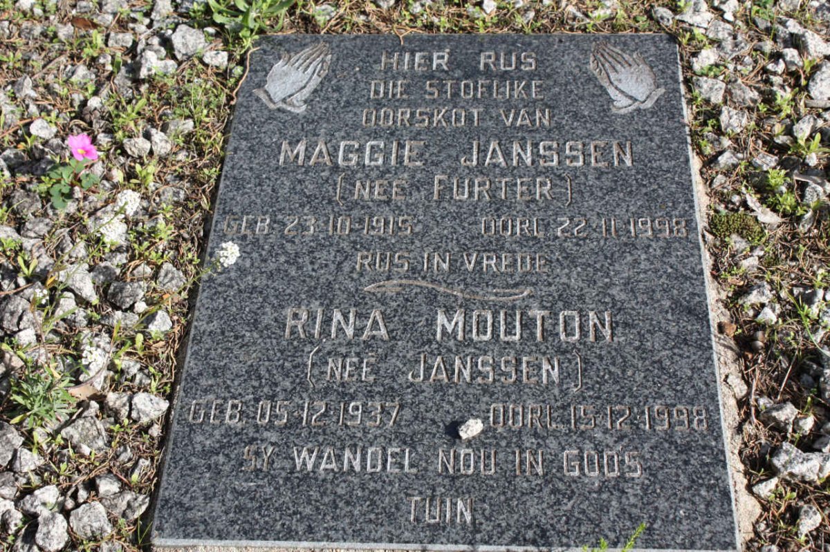 JANSSEN Maggie nee FURTER 1915-1998 :: MOUTON Rina nee JANSSEN 1937-1998