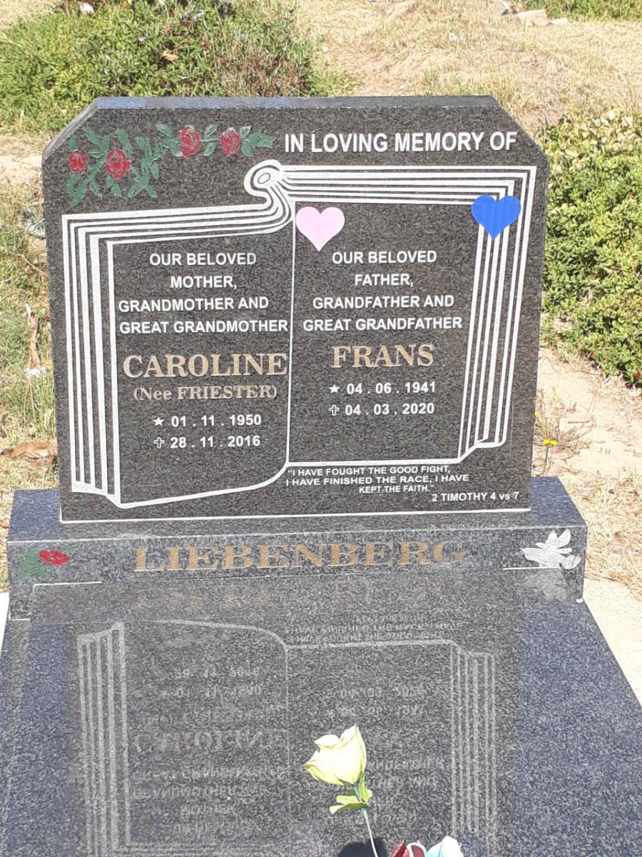 LIEBENBERG Frans 1941-2020 &amp; Caroline PRIESTER 1950-2016
