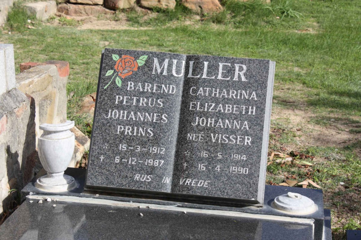 MULLER Barend Petrus Johannes Prins 1912-1987 &amp; Catharina Elizabeth Johanna VISSER 1914-1990