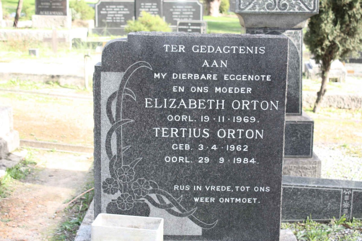 ORTON Elizabeth -1969 :: ORTON Tertius 1962-1984