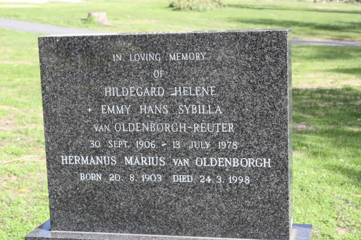 OLDENBORGH Hermanus Marius, van 1903-1998 &amp; Hildegard Helene Emmy Hans Sybilla REUTER 1906-1998