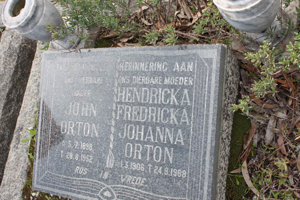 ORTON John 1898-1952 &amp; Hendricka Fredricka Johanna 1906-1988