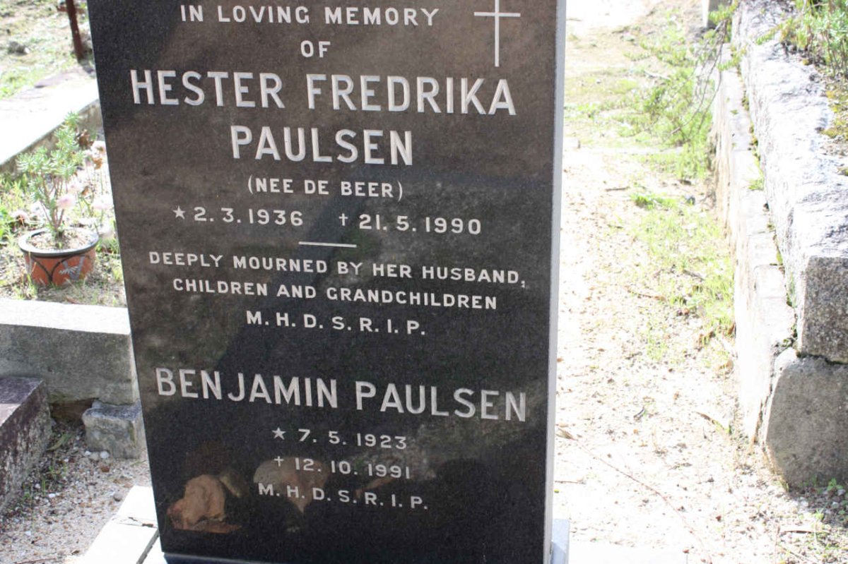 PAULSEN Benjamin 1923-1991 &amp; Hester Fredrika DE BEER 1936-1990