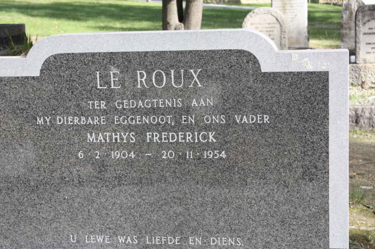 ROUX Mathys Frederick, le 1904-1954