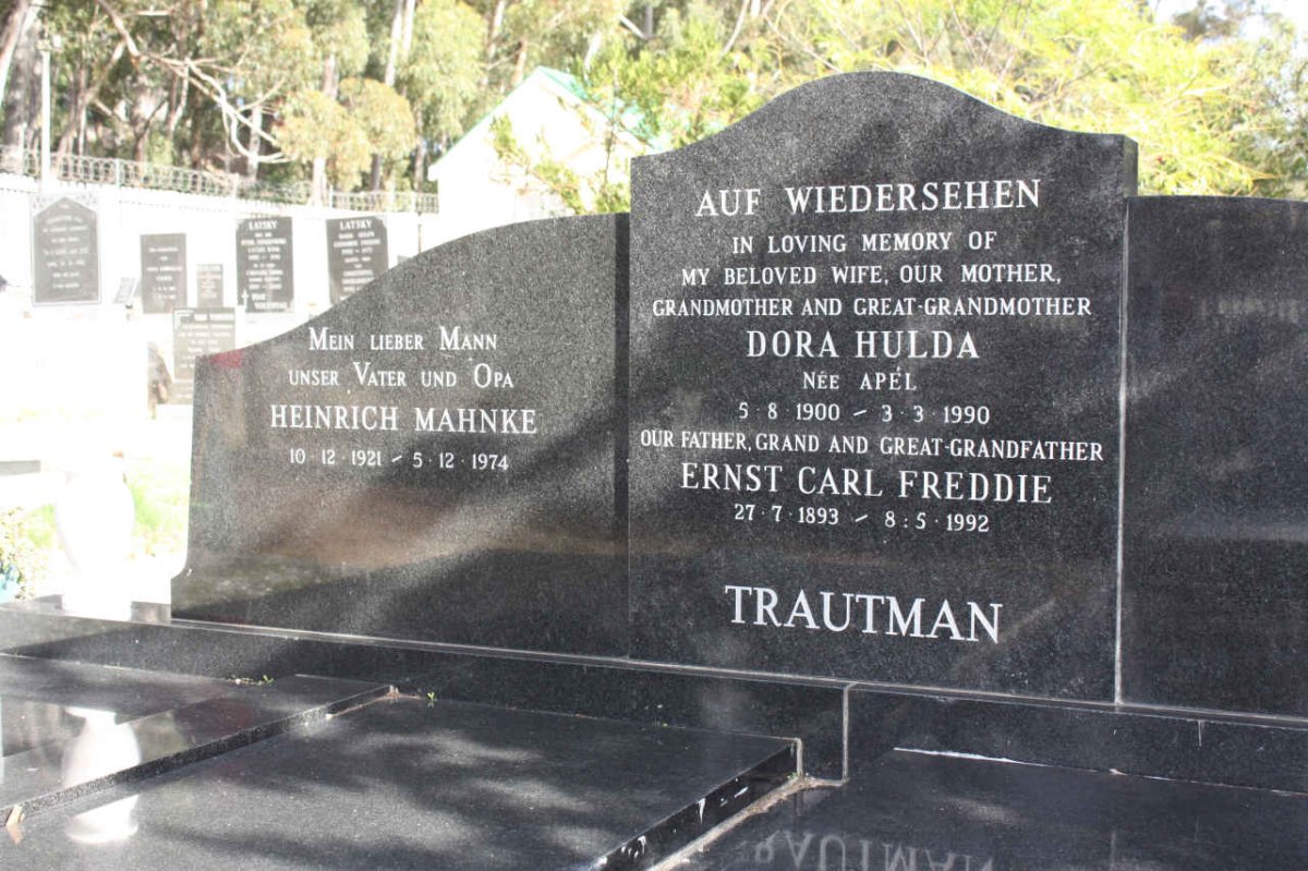 TRAUTMAN Ernst Carl Freddie 1893-1992 &amp; Dora Hulda APÉL 1900-1990 :: MAHNKE Heinrich 1921-1974