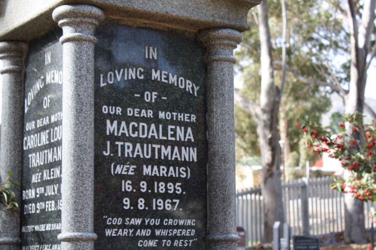 TRAUTMANN Magdalena J. nee MARAIS 1895-1967