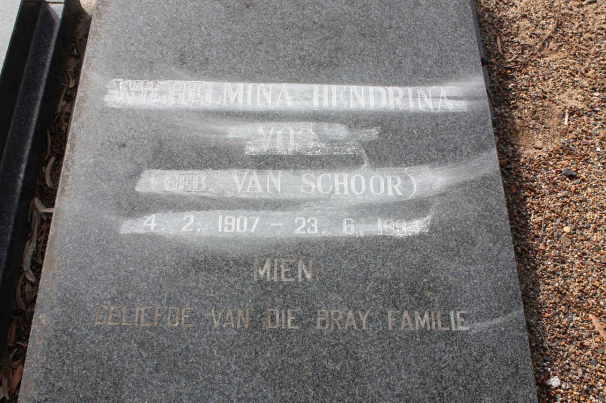 VOS Wilhelmina Hendrina nee VAN SCHOOR 1907-1994