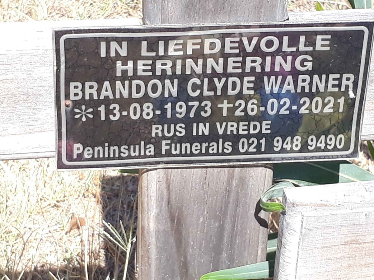 WARNER Brandon Clyde 1973-2021