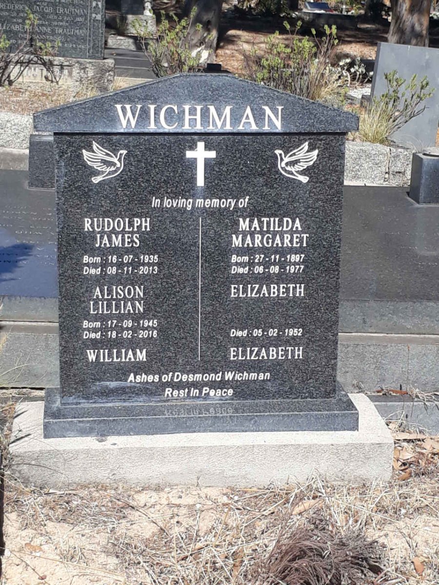 WICHMAN Matilda Margaret 1897-1977 :: WICHMAN Rudolph James 1935-2013