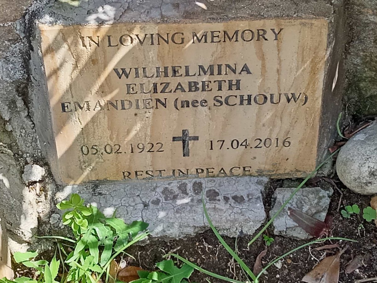 EMANDIEN Wilhelmina Elizabeth nee SCHOUW 1922-2016