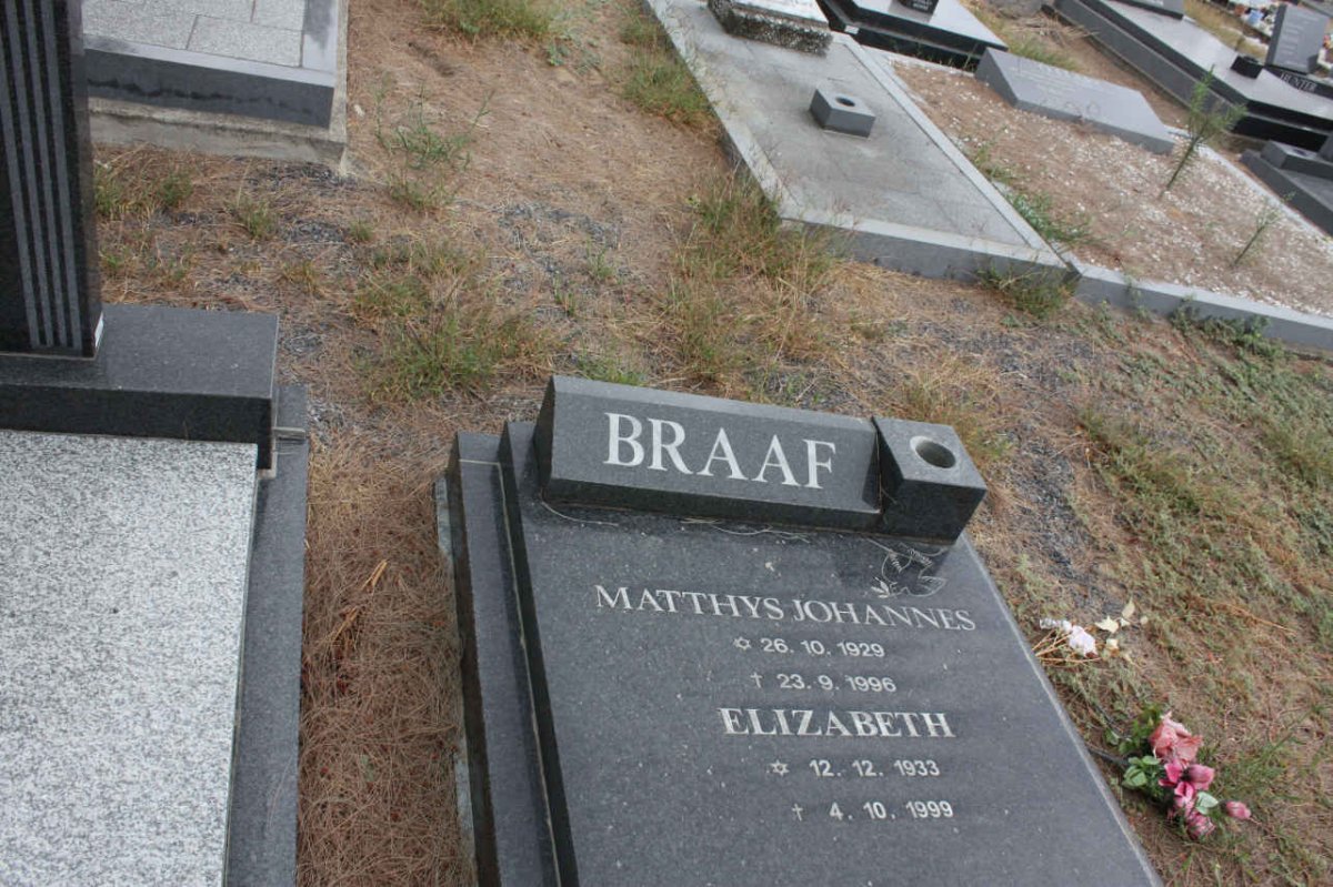 BRAAF Matthys Johannes 1929-1996 &amp; Elizabeth 1933-1999