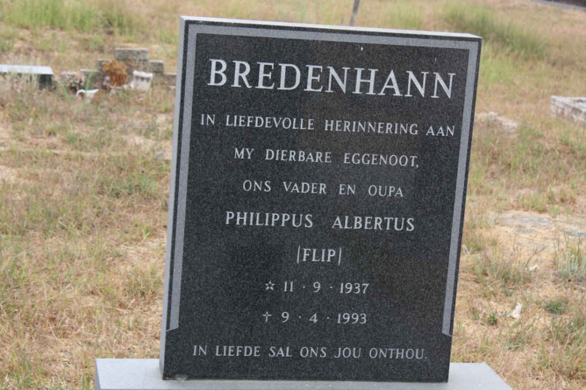 BREDENHANN Philippus Albertus 1937-1993