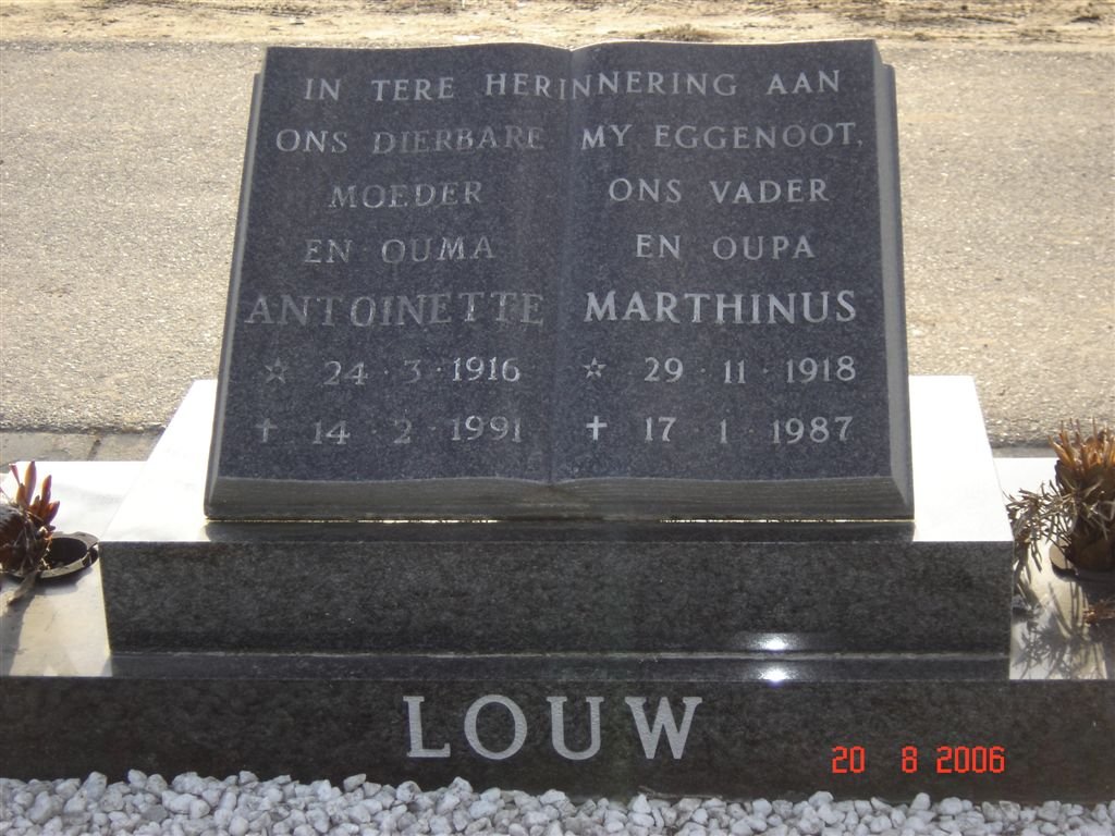 LOUW Marthinus 1918-1987 &amp; Antoinette 1916-1991